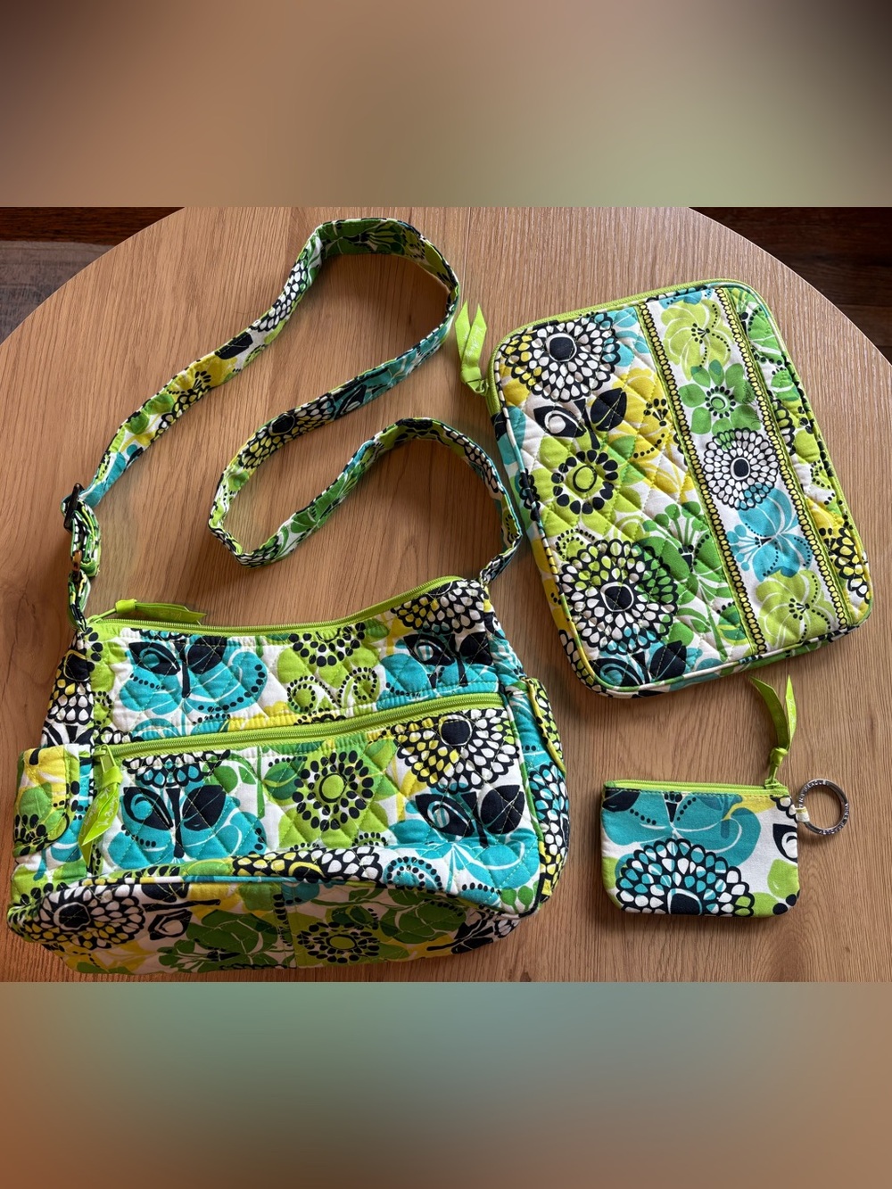 Vera Bradley crossbody, tablet case, and card case bundle